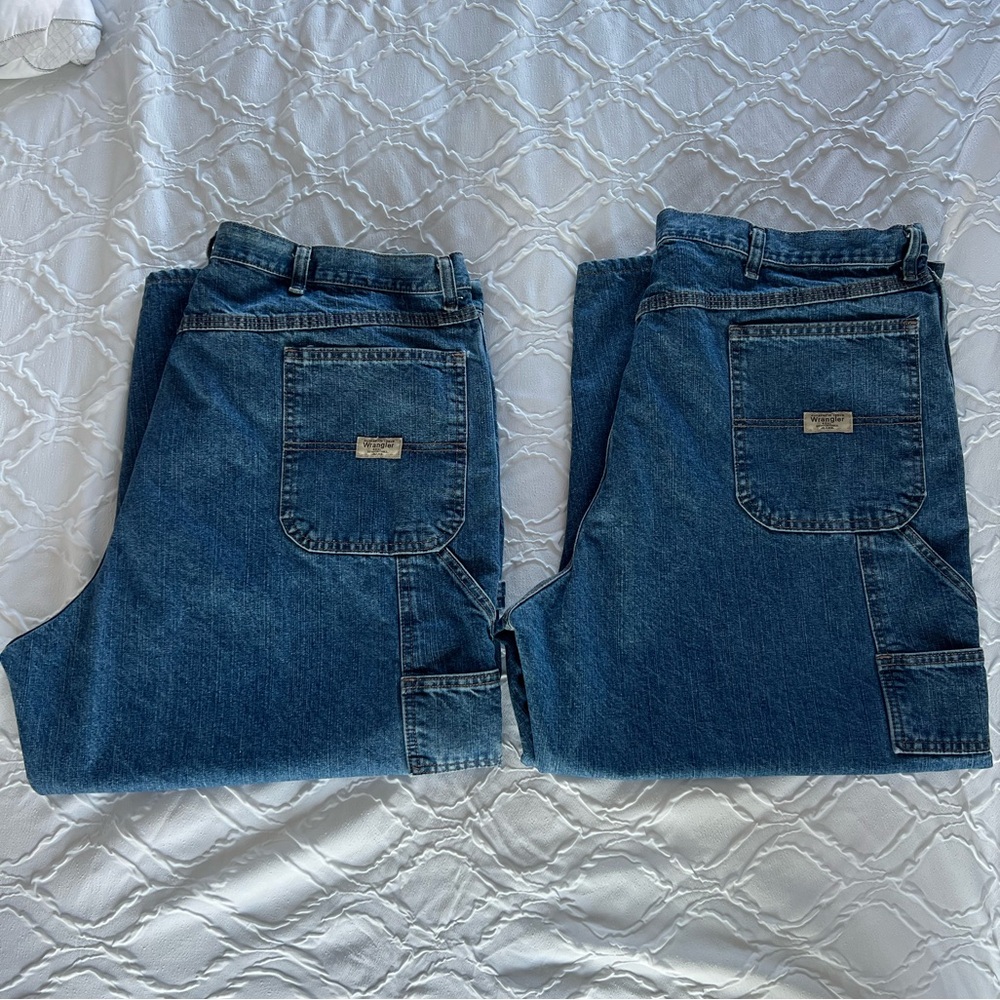 Two (2) pair Men’s Wrangler Carpenter Denim Jeans 44x25 (ALTERED INSEAM)